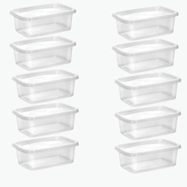 Imagem de Kit 10 Potes 800ML Transparentes BPA Free Marmita Fit Organizador de Alimentos Plástico