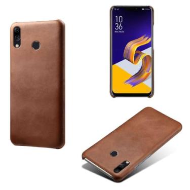 Imagem de Capa para Asus Zenfone 5 ZE620KL,Proteção contra quedas,Casca de volta de cor sólida simples,Design de couro de imitação de plástico-Brown