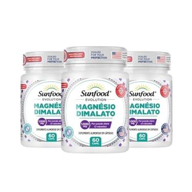 Imagem de KIT 03 MAGNÉSIO DIMALATO 1000MG 60 CAPSULAS - SUNFOOD EVOLUTION