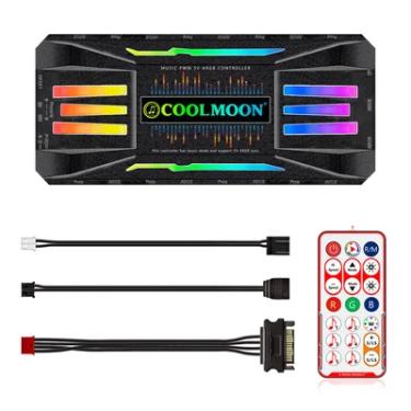 Imagem de Controladora ARGB 5V, 3 Pinos com 10 portas, Controle, Hub Pwm Para Fan 4 Pinos com 8 portas, Preta