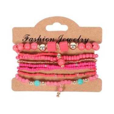 Imagem de Conjunto De Pulseiras Boho Femininas Com Contas De Madeira, Pingente Á