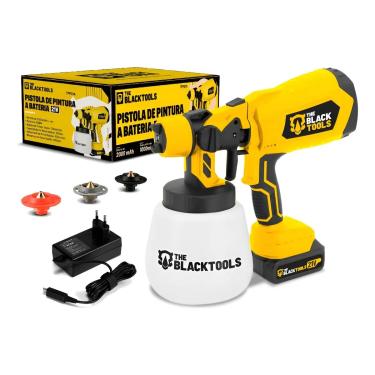 Imagem de Pistola de Pintura a Bateria 21V The Black Tools TPP21A – 500W, Reservatório 1000ml, 4 Bicos, Controle de Fluxo, Bivolt