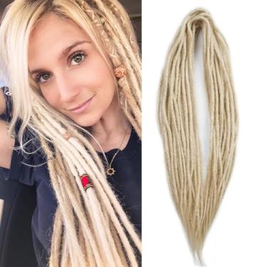 Imagem de Kyriena Extensões de dreadlock de extremidade dupla de 61 cm, 10 peças, loiro acastanhado, extensões finas de 0,6 cm, dreads sintéticos DE para mulheres