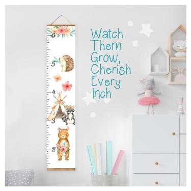 Imagem de Régua de altura para pendurar em tela para bebês crianças, portátil, 30,5 x 152,4 cm, medidas de 3,5 m a 1,80 m para decoração de parede de berçário, presente de chuveiro