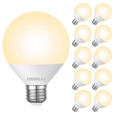 Imagem de DEGNJU Lâmpadas LED para banheiro, equivalente a 60 W, branco suave, 800 lúmens, globo G25 para espelho de maquiagem, formato redondo, 7W, 120 V, não regulável, pacote com 10