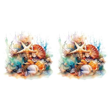 Imagem de BLWOTMOR Adesivos de Vaso Sanitário com Estampa de Oceano, 2 Peças, Adesivos para Tampa de Assento Sanitário, Decoração de Parede, Decalques de Parede Removíve, Estrela do mar, Tamanho real