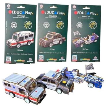 Imagem de Carrinho De Brinquedo Blocos De Montar - Polícia E Corrida (Ambulancia)