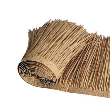 Imagem de Palha de palha de plástico sintético estilo mexicano - 4 cores (marrom palmeira, verde tropical, amarelo palha, grama seca) - para decoração Tiki Bar, pátio, palapa e festa (marrom palmeira, 4,6 m x