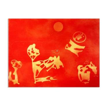 Imagem de Zeichn8u Max Ernst Reproduções de arte de parede em tela crianças brincando com um astronauta surrealismo pôster Max Ernst decoração de parede para quarto escritório galeria presentes 50 x 40 cm (20 x