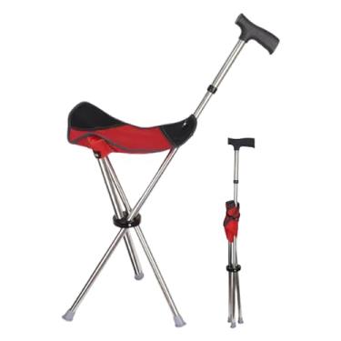Imagem de Rrlihjgu Bengala Com Assento,Bengala Dobrável com Cadeira - Apoio Mobilidade Antiderrapante Para Idosos - Uso Em Viagens Caminhadas Ao Ar Livre