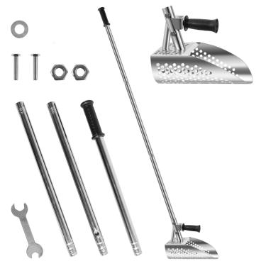 Imagem de Pá de detecção de metal resistente, colher de areia com detecção de metal com alça longa removível, aço inoxidável 304, à prova de ferrugem, colher de areia portátil para caça ao tesouro subaquática