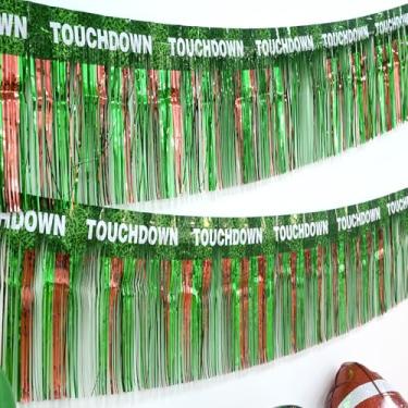 Imagem de LOLStar Super Ball Party Decorations 4Packs 78 Pés Foil Fringe Garland Futebol Tema Tinsel Streamers Verde Marrom Metálico Pendurado Cenário Banner Mesa Saias Desfile Carros Alegóricos Super Ball Do