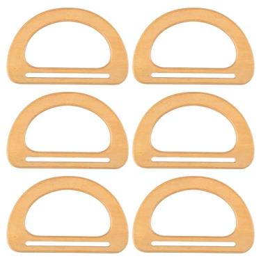 Imagem de 6 peças de alças de bolsa de mão alças de madeira para fazer bolsas em forma de D decorativas alças para fazer bolsas de praia feitas à mão bolsas de palha, Estilo A