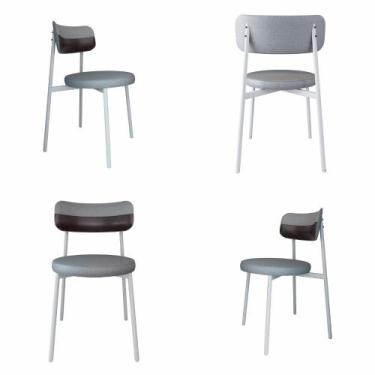 Imagem de Conjunto 4 Cadeiras de Jantar Kyta Tecido Mesclado Est.Branca - Metali