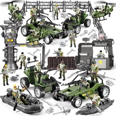 Imagem de Brinquedo masculino do exército JASSKKBO 87 em 1 com base militar/cami