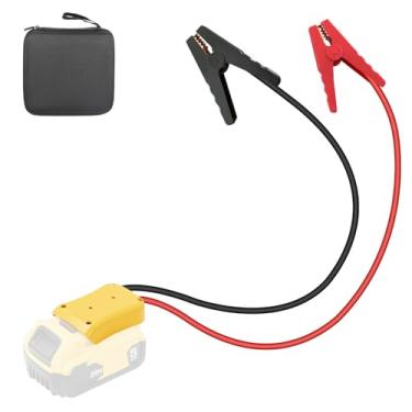 Imagem de Grampos de cabo jumper para partida de bateria DeWalt 20V, cabo jumper de bateria de carro 8AWG de 2,0FT com adaptador, cabo de impulsionador de bateria automotiva para ferramentas usadas para dar