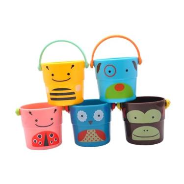 Imagem de Esquirla Balde de banho para bebês de 5 peças, brinquedos de banheira para crianças, mini copos para banheiro, piscina, meninas, meninos, recém-nascidos,