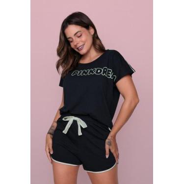 Imagem de Conjunto Feminino Curto Algodão Preto Lima - Pink Dream, G1