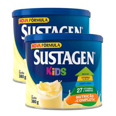 Imagem de Complemento Alimentar Sustagen Kids Baunilha Lata 380g | Kit com duas unidades