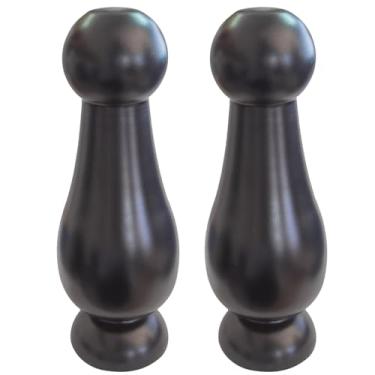 Imagem de Acabamento decorativo de madeira para poste para varão e mastro de bandeira, tampa clássica marrom escuro para poste e mastro (preto 19 cm)