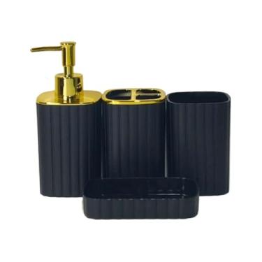 Imagem de Kit Lavabo Luxo - Conjunto Completo Para Pia De Banheiro, Design Refinado E Acabamento ImpecáVel(Kit4 listras quadradas Preto)