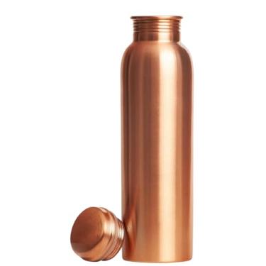Imagem de ENX Garrafa de água de cobre puro para uso diário | Copos ayurvédicos à prova de vazamento | Capacidade de 1 litro (garrafa de cobre simples)