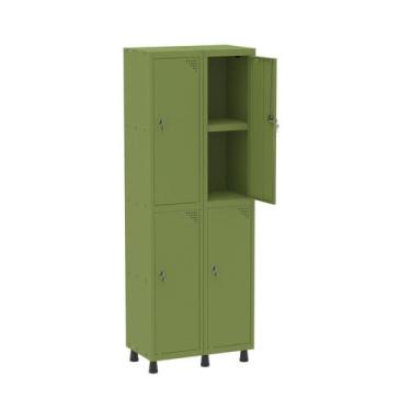 Imagem de Armário Locker 2 Colunas, 4 Portas com Prateleira Central com Duas Cha