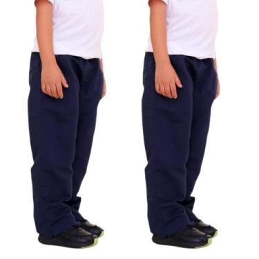 Imagem de Kit 2 Calças Tactel Infantil E Juvenil Lisa Uniforme Menino - Repeliqu