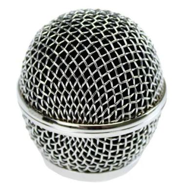 Imagem de Globo Cabeça Metal P/ Microfones Cor Prata Ou Preto Para Modelo Tipo D