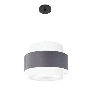 Imagem de Lustre Para Sala De Jantar Vivare Md-4393 Cúpula Em Tecido 45cm Branco-cinza-escuro-branco 127/220v
