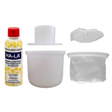 Imagem de Kit Forma Queijo Minas Cp500 Prensa Dessorador Touca Coalho