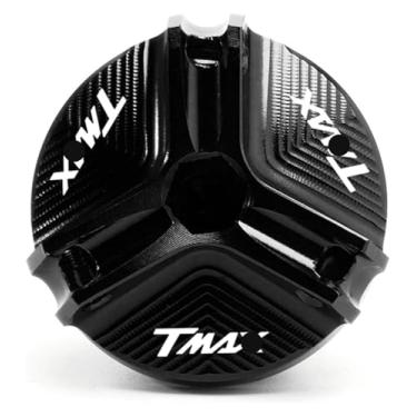 Imagem de Tampa de enchimento de óleo de motor de motocicleta CNC compatível com Tech MAX TMAX 560 TMAX 530 T-MAX 500 T MAX 530 SX DX (preto)