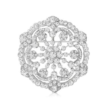 Imagem de Broche de floco de neve elegante para mulheres imitação de zircônia cúbica flor de inverno alfinetes de lapela corpete crachá pano vestido terno acessórios moda casamento festa de formatura unissex