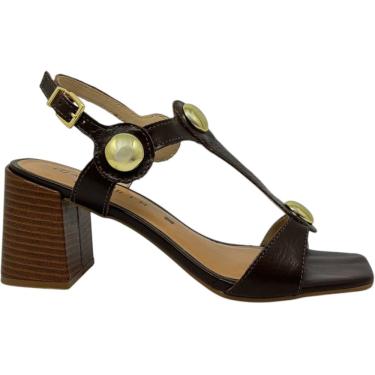 Imagem de Sandália Feminina Casual Dia a Dia Passeio Trabalho com Detalhes Metalizados Salto Grosso Ultra Conforto Ramarim 2553203