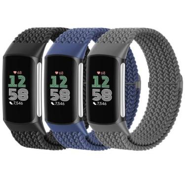 Imagem de Pulseiras trançadas Solo Loop Bands para Fitbit Charge 6/5, pacote com