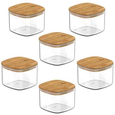 Imagem de 6X Pote Hermetico Cozinha 450Ml Ou Keep Com Tampa De Bambu