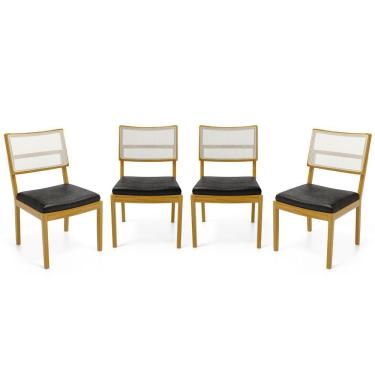 Imagem de Kit Com 4 Cadeiras Milena Madeira Maciça Assentos Estofados Encostos De Tela Sintética Courino Preto 503