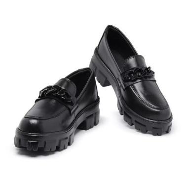 Imagem de Mocassim Feminino Tratorado Corrente Preta - S/M, Preto corrente preta