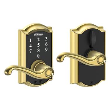 Imagem de SCHLAGE Touch Camelot Lock com alavanca Flair (latão brilhante) FE695 CAM 605 FLA
