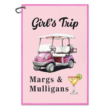 Imagem de Juoqg Toalha de golfe rosa de viagem para meninas, toalha de saco de golfe engraçada com clipe para mulheres, acessórios de golfe para mulheres, presentes de golfe para meninas golfistas, viagem de