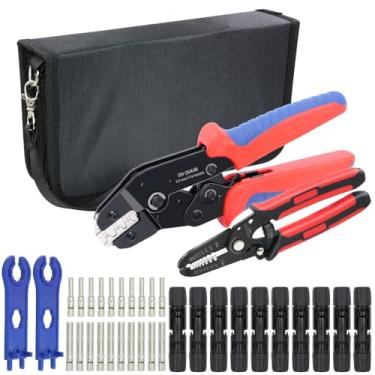 Imagem de Gazoe Kit de Ferramentas de Crimpagem de Painel Solar Fotovoltaico com Decapador de Crimpagem e 10 Pares de Conectores Solares e 1 Par de Chave Inglesa de Conector Solar, Ferrament (, Preto)