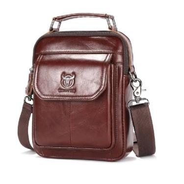 Imagem de Bolsa De Ombro Masculina Couro Genuíno Crossbady Bolsa Para Homens Tipo Carteiro Tiracolo Bolsa Tablet 7.9" Retrô Versatile