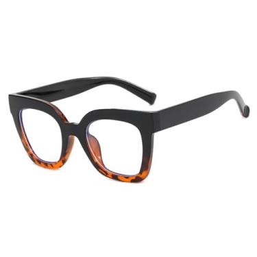 Imagem de Armação de óculos marrom transparente anti-luz azul feminina, óculos de grau estilo gatinho, leopardo preto, 139 mm