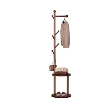Imagem de hezhuhe2258 Prateleira de casaco independente, árvore de casaco com 5 ganchos para quarto, escritório, corredor, entrada, cabideiro (marrom)
