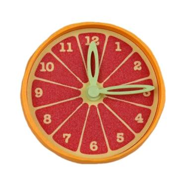 Imagem de Relógio de mesa, pequeno relógio de mesa decorativo cítrico, decoração de quarto estética, operado por bateria para quarto, mesa de cabeceira, prateleira, dormitório, apartamento, cozinha, escola