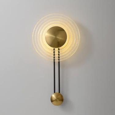 Imagem de Luminária de parede clássica de ferro dourado estilo americano moderno, luminária de parede com abajur de vidro transparente de alto brilho para decoração de iluminação de sala de estar,