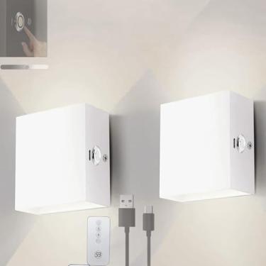 Imagem de Luminária de parede com controle de toque para cima e para baixo, luminária de parede ajustável com controle remoto, arandela moderna recarregável, iluminação de parede interna de alumínio p