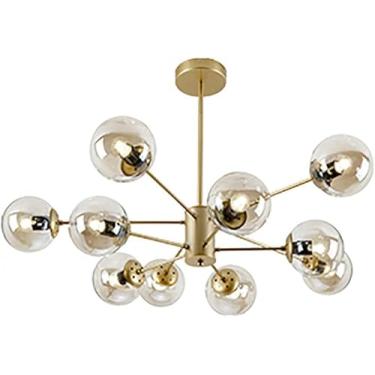 Imagem de Lustre Sputnik Dourado 9 8 10 12 16 Luzes Esferas de Vidro Abajures Luminárias Pendentes Globos Teto Pendurado E27 Luminárias de Teto Compatível com Cozinha Sala de Jantar, Decoração Moderna
