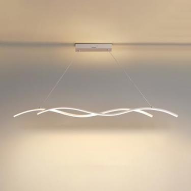 Imagem de Lustre LED com pingente linear ondulante, luminária minimalista de ilha para cozinha, luminária longa suspensa de 3000K, lustres de teto, luzes suspensas para sala de jantar