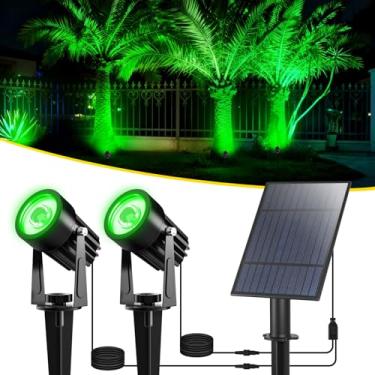 Imagem de T-SUN Holofotes solares verdes, 2 em 1 holofotes solares à prova d'água para jardim, quintal, Halloween, decoração de Natal (verde)